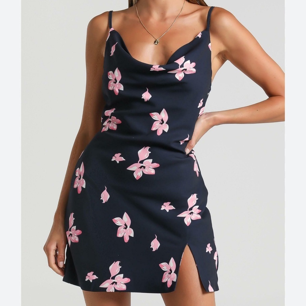 Luvalot Endless Stories Floral Navy Dress with Pink Accents Size 6